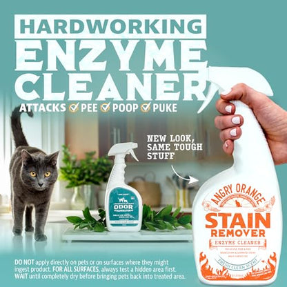 ANGRY ORANGE Cat Urine Odor Eliminator & Stain Remover, Pet Stain Enzyme Cleaner Spray for Dog & Cat Pee - Fresh Scent - 32 oz - size: 32 Fl Oz (Pack of 1)