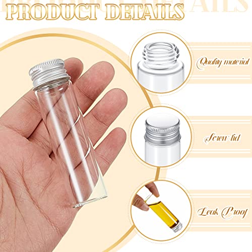 Didaey 100 Pcs Small Clear Vials Spice Mini Jars with Lids Mini Glass Bottles with Screw Aluminum Metal Caps Tiny Jars Sample Containers for Powder Cream Cosmetic Jewelry Wedding (20 ml,Silver Caps) - color: Silver Caps, size: 20 ml