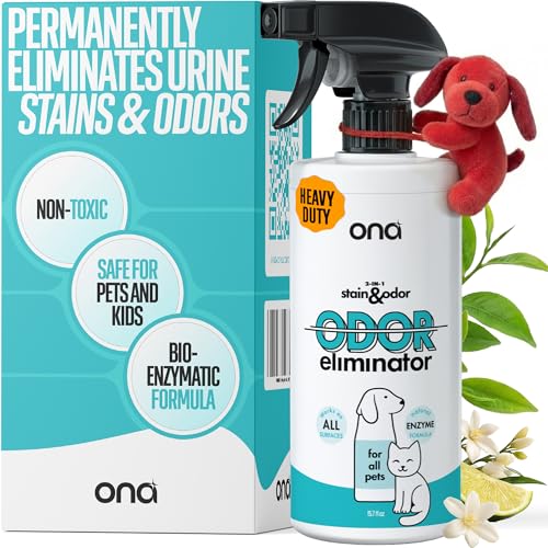 ONA Pet Stain & Odor Eliminator Enzyme Cleaner Spray - Dog & Cat Urine Remover & Deodorizer for Home, Carpet, Furniture & Hardwood Floor - Professional Strength Pet Urine Stain Remover (16oz)