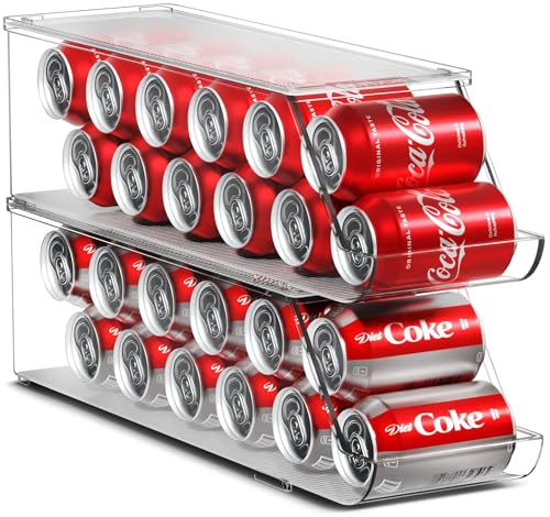 Sorbus Soda Can Organizer for Refrigerator Stackable Can Holder Dispenser with Lid for Fridge, Pantry, Freezer – Holds 12 Cans Each, BPA-Free, Clear Design, (2-Pack) - size: 2 Pack
