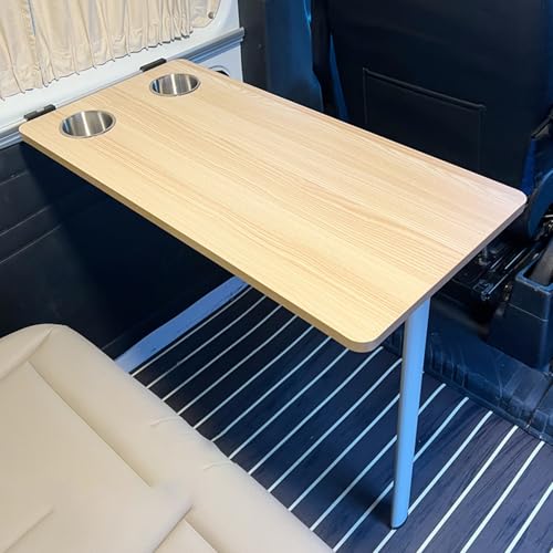 RV Dinette Table, Foldable RV Table with Two Cup Slots, Solid Wood Wall Mount Folding Picnic Table, Lightweight RV Table for Small Space, RV, Home Office, Bedroom or Kitchen(Beige) - color: Beige