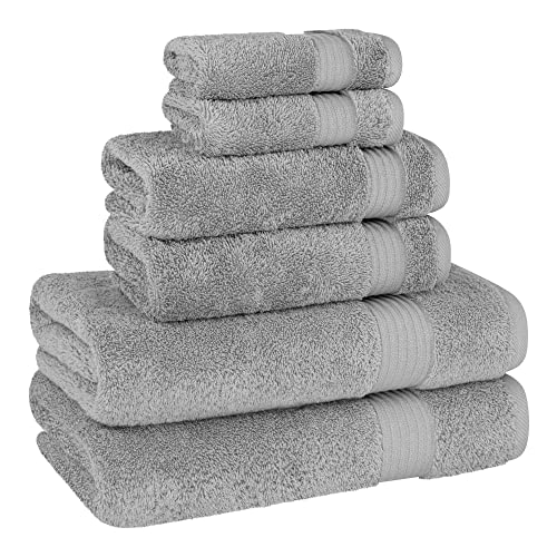 Cotton Paradise 6 Piece Towel Set 100% Cotton Soft Absorbent Turkish Towels for Bathroom 2 Bath Towels 2 Hand Towels 2 Washcloths Light Gray Towel Set - color: Light Grey