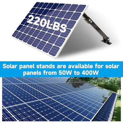 Adjustable Solar Panel Tilt Mount Brackets Aluminum Alloy Solar Panel Mounting Support up to 50 70 100 150 200 300 400 Watt Solar Panel for Flat Surface Roof RV Boat Off-Grid (Mount Only) BLACK-2SET - color: BLACK-2SET