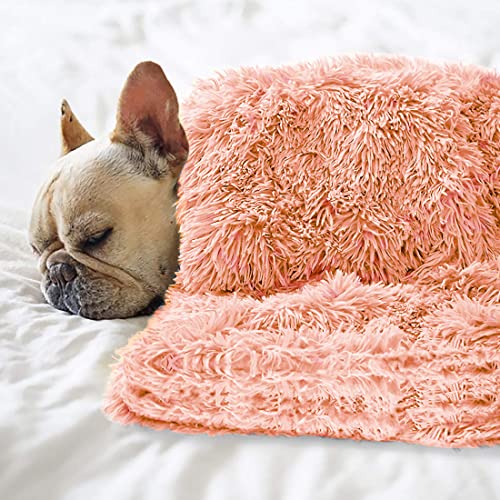 Pet Dog Bed Blanket, Fluffy Fleece Throw Sleep Mat, Soft Puppy Cat Kitten Mat, S M L XL, Fuzzy Reversible Sherpa for Bed, Couch, Sofa, Travel, Washable & Lightweight - color: Coral Pink, size: 40 INCH X30 INCH