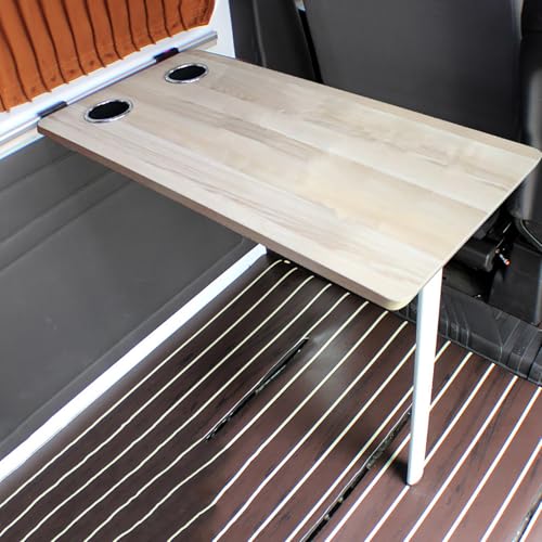 Foldable Rv Table with 2 Cup Slots, Wall Mount Folding Picnic Table Space-Saving Computer Desk Workstation, Wood Camper Table for RV, Home Office, Bedroom or Kitchen, Oak - color: Oak