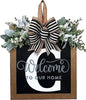 Last Name All Year Round Front Door Wreath with 26 Initial Letter Welcome Sign All Seasons Eucalyptus Garland and Bow ，Farmhouse, Porch, for Spring Summer Fall All Seasons Holiday Halloween Christmas.（C） - color: C
