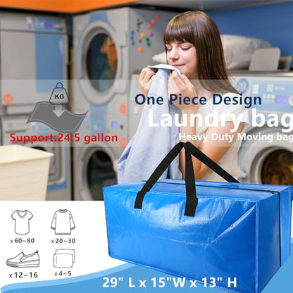 4 Pack Heavy Duty Extra Large Moving Bags - Strong Handles& Backpack Straps - Blue Storage Bags Alternative to Moving Boxes Bins, Packing bag Compatible with Ikea Frakta Cart - color: Blue, size: 4 Pack