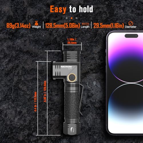 NICRON L71 Rechargeable 1800 Lumens Flashlight with L74mini EDC Flashlight