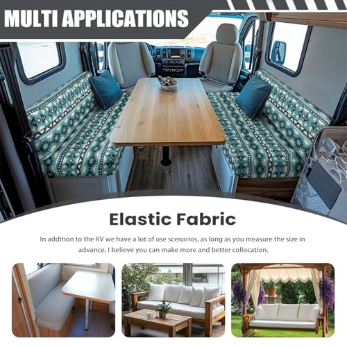 RV Dinette Cushion Covers Couch Cover for RV, Green Aztec Diamond Camper Sofa Replacement Camper Cushions for RV Camper Sofa RV Accessories Include 1 Bench Cover 1 Backrest Cover - color: Green Aztec Diamond
