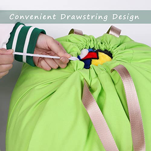Cotton Canvas Laundry Bag with Handles & Drawstring Straps, Heavy Duty Extra Large Laundry Bags for Laundromat and Household, 25.5x34 Inch, Green - color: Green