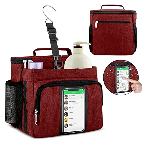 Bukere Portable Shower Caddy College Dorm Room Essential, Shower Caddy Tote Bag for Student, Girl, Women, Separate Compartment, Large Capacity, Quick Dry Mesh Base for Travel, Gym, Camp, Red - color: Red