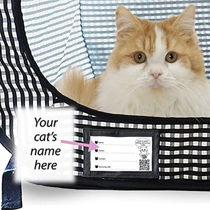 Necoichi Stress-Free Enclosure Cat Travel Carrier Cage 31.8" L x 20.0" W x 20.0" H Collapsible Gray White Stripes | Pop up Kannel, Crates - style: Cage