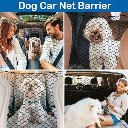 Dog Car Barrier Vehicle Pet Barrier Backseat Mesh Dog Car Divider Net with Adjusting Rope and Hook Suitable for SUV Pickup and Small Car (47in x 27in) - size: 47 x 27 Inch
