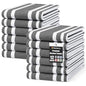 Homaxy Premium Kitchen Towels 18”x 28”, Large Cotton 380 GSM Kitchen Hand Towels, Stripe and Terry Dish Towel, Highly Absorbent Tea Towel Set with Hanging Loop, 12 Pack, Black - color: Black Stripe, style: 12-pack