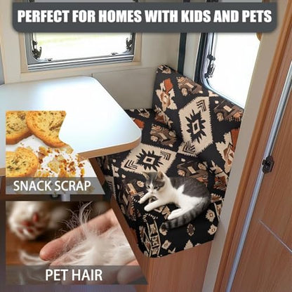 RV Dinette Cushion Covers Black Indian Tribal Pattern RV Seat Covers Camper Cushion Covers Dinette Booth Set Washable RV Couch Cover 2 Cushion Sofa RV Beach Seat Covers for Dinette - color: Indian Tribal