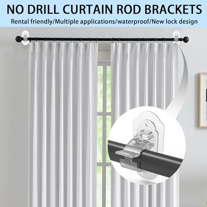 No Drill Curtain Rod Brackets， No Drill Needed Curtain Rod Holders, Adhesive Curtain Rod Holder，Multipurpose Nail Free Stick on Curtain Rod Hooks Self Adhesive Rod Holder Hooks（Clear 6Pcs） - color: Clear-6pcs