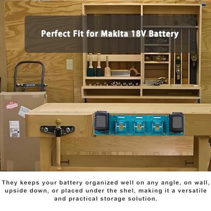 (5 Pack) Battery Holder Fit for Makita 18V Battery, Wall Mount Batteries Storage Organizer for Work Van, Shelf, Toolbox for BL1860 for BL1850 for BL1840 BL1830 BL1860 BL1850 BL1840