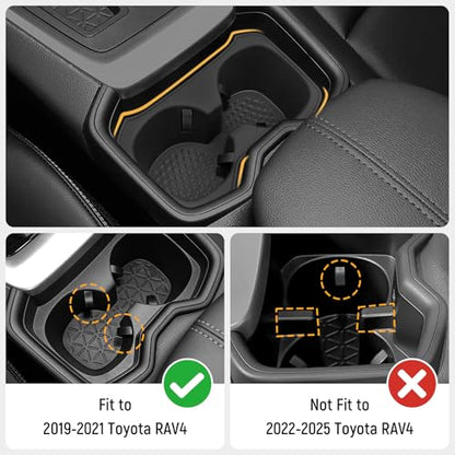 2PCS Cup Holder Compatible with Toyota 2019 2020 2021 RAV4 Accessories Silicone Material Front & Rear Insert Center Console Organizer - color: for Toyota 2019-2021 RAV4 (2PCS)
