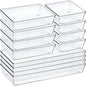 12 Pack Clear Plastic Drawer Organizer Set, Acrylic Non Slip Non Cracking Kitchen Drawer Storage Tray Large Size Divider, Multifunctional Storage for Cosmetics, Bathroom, Tools, Kitchen and Office - size: 12 PACK