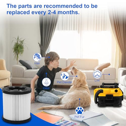 DCV581H Vacuum Filters for Dewalt DCV580H DCV581H DCV5801H 20V Vacuum, Washable Reusable High Efficiency Replacement Filter 4 Pack