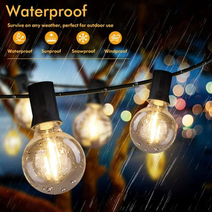 Brightever Outdoor String Light 150FT, Waterproof Dimmable Patio Lights with 75 G40 Globes, Shatterproof Connectable Outside Hanging Light for Backyard Porch - size: 150 FT