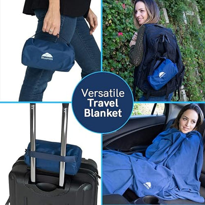 BlueHills Ultra Compact Travel Blanket 2 Pack Large Soft Cozy Portable Blanket Sheet with Carry Case and for Flight Airplane Car Layover Camping Hotel Blue C203-2PK-Navy - color: C201-2pk-navy