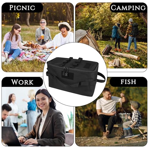 Camping Storage Bags, Utility Tote Bag for Campings Cookware Organizer, Trunk Organizer with Shoulder Strap,Outdoor Garden Tool Bag for Camping, Travel, Picnic, Garage Trunk (Black)