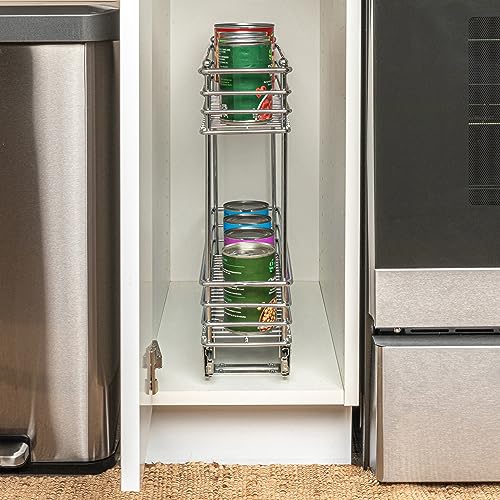 Household Essentials Chrome 2-Tier Sliding Cabinet Organizer, 5" - size: 5" - Extended, style: 2-Tier