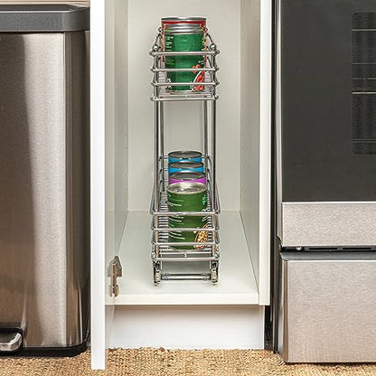 Household Essentials Chrome 2-Tier Sliding Cabinet Organizer, 5" - size: 5" - Extended, style: 2-Tier