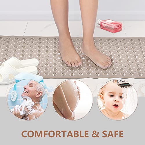 Sheepping Baby Bath Mat Non Slip Extra Long Bathtub Mat for Kids 40 X 16 Inch - Eco Friendly Bath Tub Mat with 200 Big Suction Cups,Machine Washable Shower Mat (Translucent Grey) - color: Translucent Grey