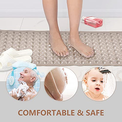 Sheepping Baby Bath Mat Non Slip Extra Long Bathtub Mat for Kids 40 X 16 Inch - Eco Friendly Bath Tub Mat with 200 Big Suction Cups,Machine Washable Shower Mat (Translucent Grey) - color: Translucent Grey