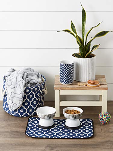 Bone Dry Machine Washable, Ultra Absorbent Pet Mat, 12x18, Nautical Blue/Off-White Lattice - color: Nautical Blue/Off-White Lattice, size: 12"L x 18"W