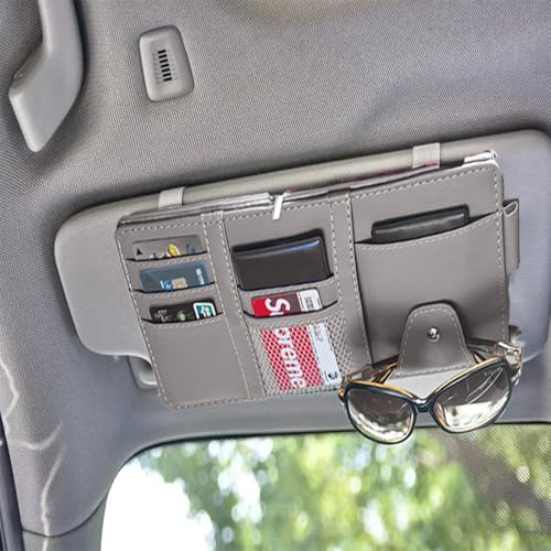 Car Sun Visor Organizer, Visor Organizer Auto Car visor Storage Organizer Sun Visor Storage Organizer with Pockets Car Visor Storages Pouch Truck Visor Organizer for Men Women(Grey) - color: gery