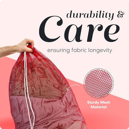 Handy Laundry Mesh XL Laundry Bag, 24" x 36" Heavy Duty, Durable Drawstring Closure, Machine Washable, Large Capacity for Delicates, Travel, College Dorm, Apartment, Red - color: Red