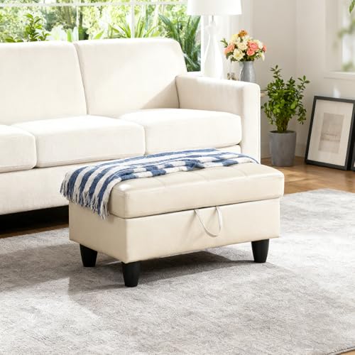 Leather Storage Ottoman Footstool Bench for Living Room Furniture,33.5" Large Square Foot Rest Stool Coffee Table,Leather Sofa Chair for Home Decor,Living Room,Bedroom,Apartment,Rv Car(Golden) - color: Golden 33.5