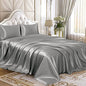 Homiest 3pcs Satin Sheets Set Luxury Silky Satin Bedding Set with Deep Pocket, 1 Fitted Sheet + 1 Flat Sheet + 1 Pillowcase (Twin XL Size, Light Grey) - color: Light Gray, size: Deep pocket - Twin XL size