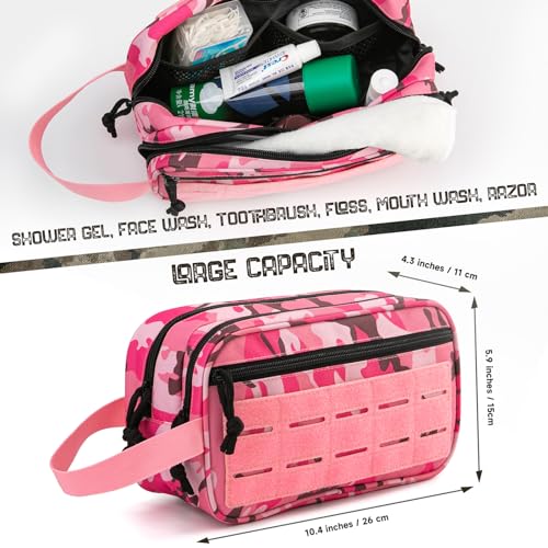 QT&QY Tactical Toiletry Bag For Women Hygiene Bag EDC Military Tool Molle Pouches Small Dopp Kit Mens Shaving Kit Travel shower Bags - color: 1 US Pink Camo
