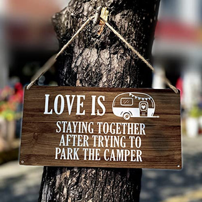 Country Style Camp Wall Decor Love is Staying Together Wooden Signs Funny Rustic Parking the Camper Hanging Wall Plaque Sign Home Decor Present