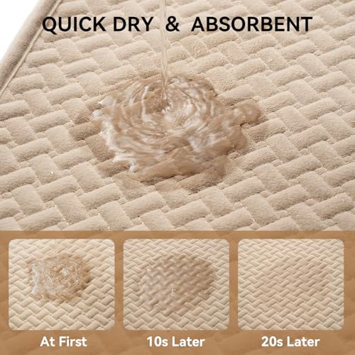 YDKGL Bathroom Runner Non Slip, Extra Soft Absorbent Quick Dry Bath Mats, Foam Weave Texture Thin Bath Rugs Washable with Rubber Backing, 24" x 70“ - color: Brown, size: 24"x 70"