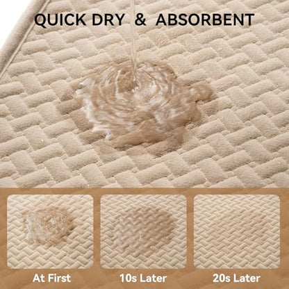 YDKGL Bathroom Runner Non Slip, Extra Soft Absorbent Quick Dry Bath Mats, Foam Weave Texture Thin Bath Rugs Washable with Rubber Backing, 24" x 70“ - color: Brown, size: 24"x 70"