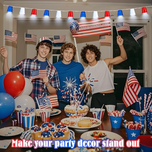 Hiboom 1 Pack Red White and Blue Cups Light, Shot Cup Fairy String Lights Battery Operated LED for Memorial Day Patriotic Decor 4th of July Independence Day Bar Graduation RV Party Decoration (13ft) - size: 13Ft