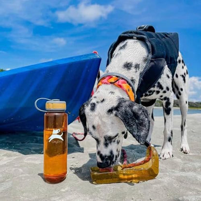 OllyDog OllyBottle | Tritan Dog Water Bottle with Detachable Bowl | BPA Free Leakproof Pet Dispenser | Hiking Travel (1L, Flame) - color: Flame, size: 1L