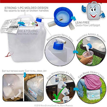WaterStorageCube BPA Free Collapsible Water Container with Spigot, Camping Water Storage Carrier Jug for Outdoors Hiking Backpack & Survival Kit, Foldable Portable Water Canteen 1.3/2.6/5.3 Gallon - size: 5.3 gallon, style: 2-Pack 5.3 Gal