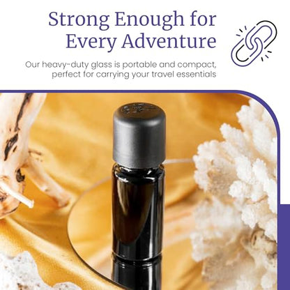 Infinity Jars 15 ML(0.5 fl oz) Black UV‑Blocking Glass Easy‑Pour Screw‑Top Bottle – Airtight, Smell‑Proof Mini Container for Oils, Spices, Perfumes, DIY Samples - size: 0.5 Ounces