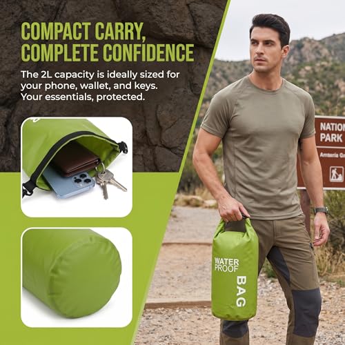 Waterproof Dry Bags, Green, Outdoor Sports Gear, Multiple Pack