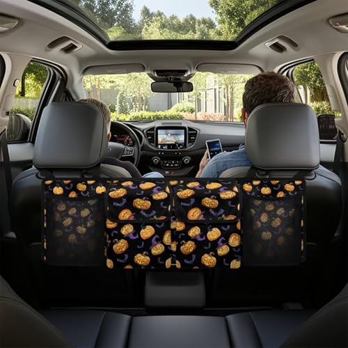Halloween Pumpkins Car Trunk Organizer for Women Men Car Back Seat Hanging Storage Bag Collapsible Auto Cargo Bag with 4 Large Pockets Auto Interior Accessories - color: Halloween Pumpkins