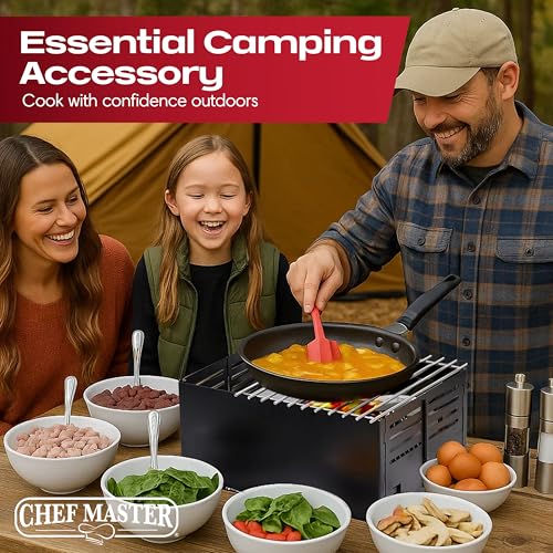 Chef Master Butane Stove Cover - Universal Fit for Any Standard Size - Premium Black Steel Collapsible Camp Wind Guard - Camping Windscreen & Grill Wind Blocker Panel - Outdoor Cooking Accessory 90278 - size: Black Steel
