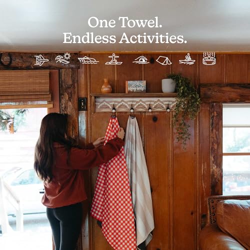 Nomadix Original Towel - Perfect for Beach, Pool, Travel, Camping, Yoga - Made with Recycled Materials - Super Absorbent - Sand Resistant - Gingham Red - 72.5x30 - color: Gingham Red