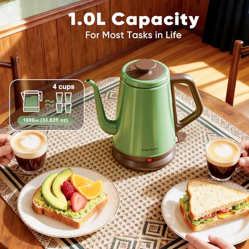 DmofwHi Gooseneck Electric Kettle(1.0L), 100% Stainless Steel BPA Free Classic Pour Over Coffee Kettle | Tea Kettle - Green - color: Green