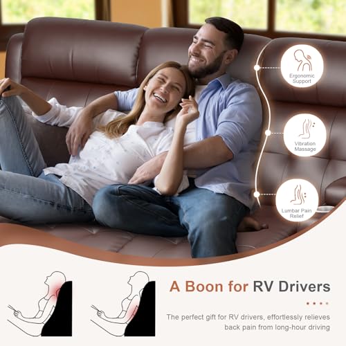 RV Loveseat Recliner Sofa, 3 Seat Wall Hugger Massage Reclining RV Couch with USB, Insert Pockets, Cup Holders, 150° RV Recliners Sleeper Sofa for RV Furniture & Home Theater Seating - color: Brown, size: 3 Seat-G1